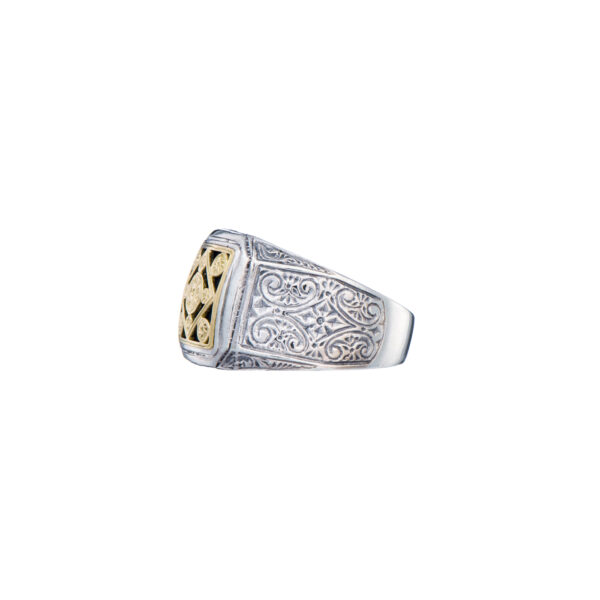 Byzantine Ring for Men in 18K Gold and Sterling Silver