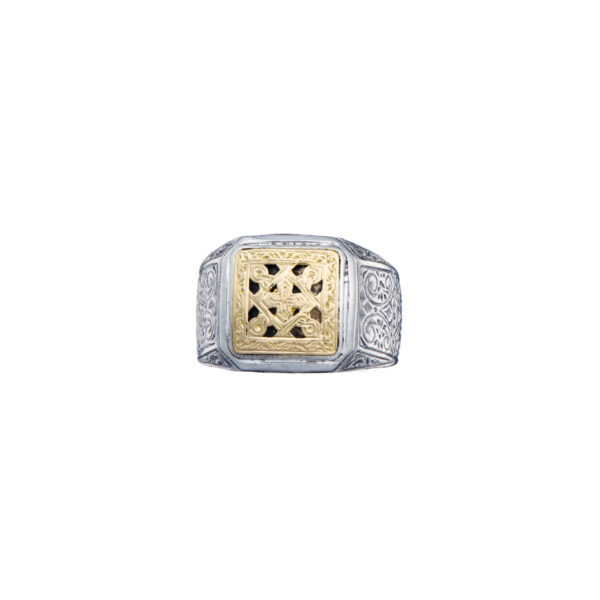 Byzantine Ring for Men in 18K Gold and Sterling Silver