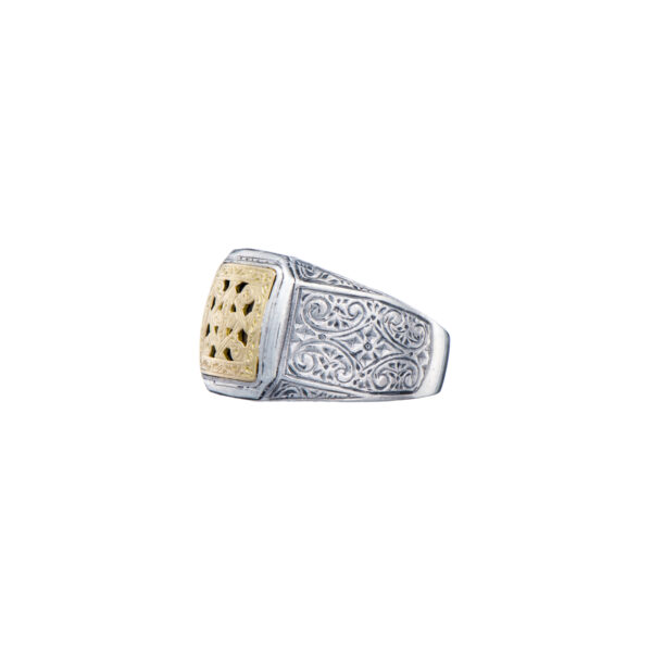 Byzantine Ring for Men in 18K Gold and Sterling Silver