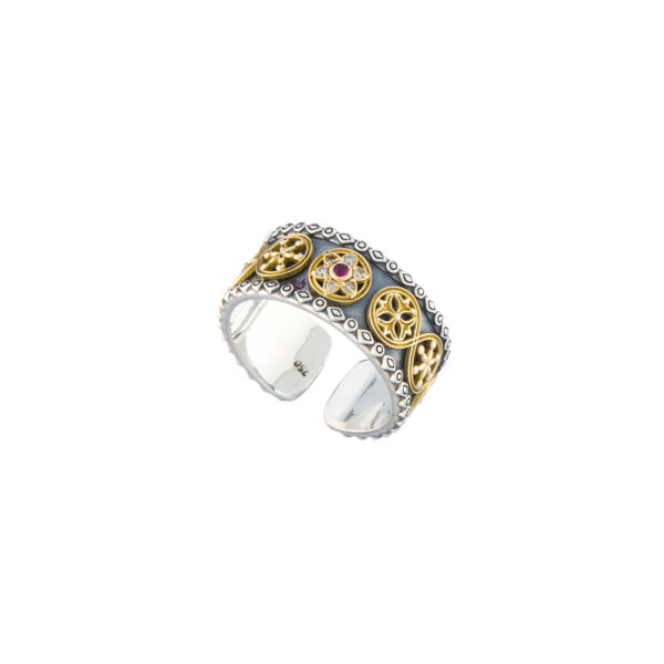 Multi Faith Open Ring in k18 Yellow Gold and Sterling Silver 925