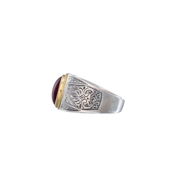 Ring for Men in 18k Yellow Gold and Silver with Semi Precious Stones