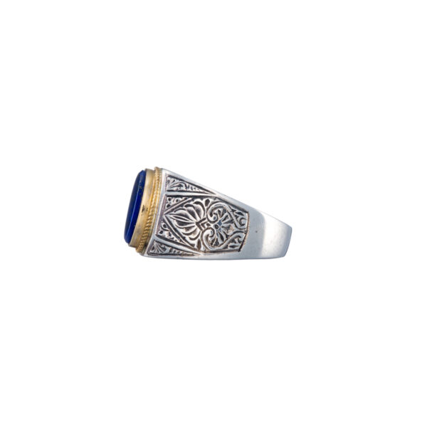 Ring for Men in 18k Yellow Gold and Silver with Semi Precious Stones