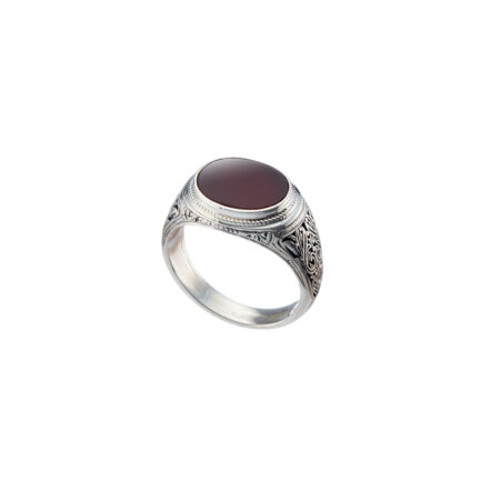 Oval Ring for Men in Sterling Silver 925