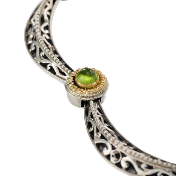 Athenian Flower Necklace in 18k Yellow Gold and Silver with Semi precious stones