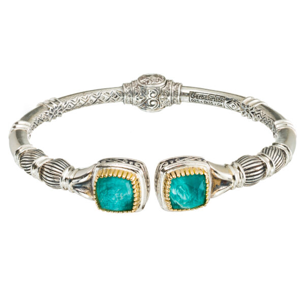 Cuff colors Bracelet in 18k Gold and Silver 6349 amazonite