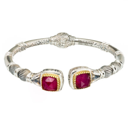 Cuff colors Bracelet in 18k Gold and Silver 6349 ruby