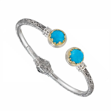 Cuff colors Bracelet in 18k Gold and Silver 6357-Turquoise1