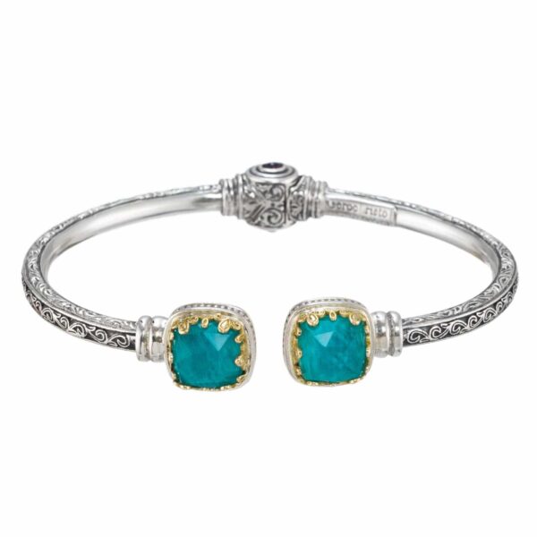 Cuff colors Bracelet in 18k Gold and Silver 6358 amazonite