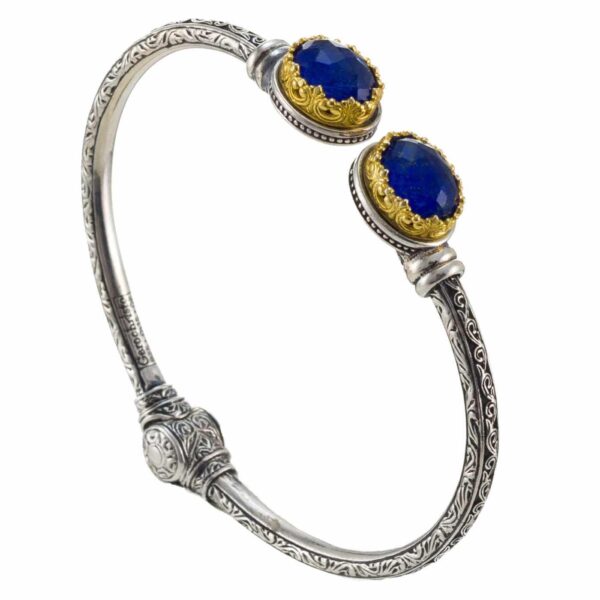 Cuff colors Bracelet in Silver with Gold Plated parts 6473 lapis small