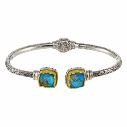 Cuff colors Bracelet in Silver with Gold Plated parts 6479 turquoise copper