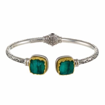 Cuff colors Bracelet in Silver with Gold Plated parts 6480 malachite