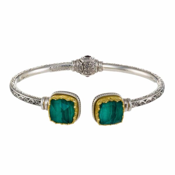 Cuff colors Bracelet in Silver with Gold Plated parts 6480 malachite