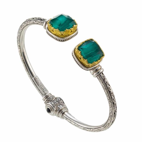 Cuff colors Bracelet in Silver with Gold Plated parts 6480 malachite1