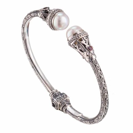 Freshwater Pearls Cuff Bracelet in Silver 6394 large