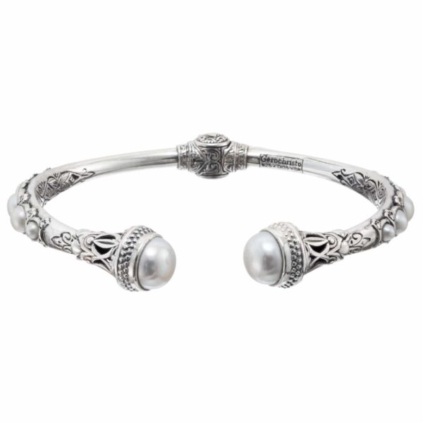 Freshwater Pearls Cuff Bracelet in Silver 6395