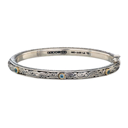 Garden Oval Bangle Bracelet in k18 Gold and Silver 6407