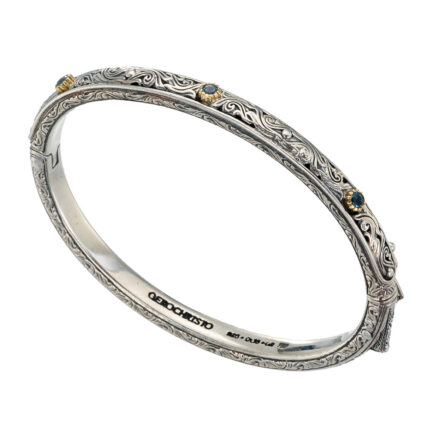 Garden Oval Bangle Bracelet in k18 Gold and Silver 6407a