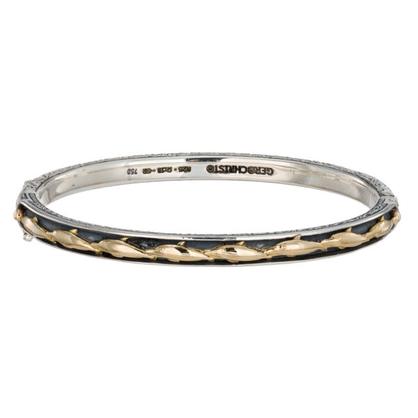 Golden Dolphin Bangle Bracelet in 18k Gold and Silver 6572