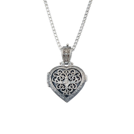 Medium Heart Pendant Filigree Flower Photo Remembrance