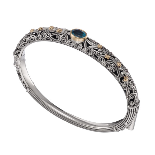 Oval Bracelet in k18 Gold and Silver 6603 blue topaz