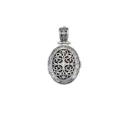 Oval Locket Large Pendant Filigree Photo Remembrance