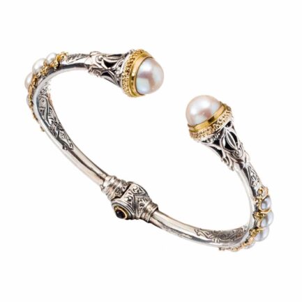 Pearls Cuff Bracelet in 18k Gold and Silver 6345 large