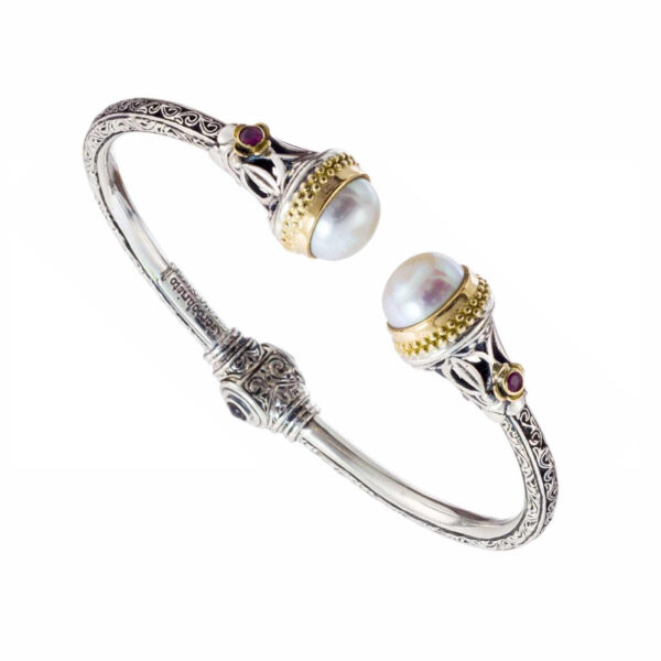 Pearls Cuff Bracelet in 18k Gold and Silver 6346 large