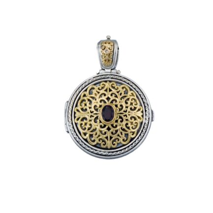 Round Locket Large Pendant Filigree Photo Remembrance