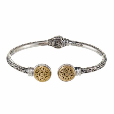 Round Open Cuff Bracelet in 18k Gold and Silver 6486 small