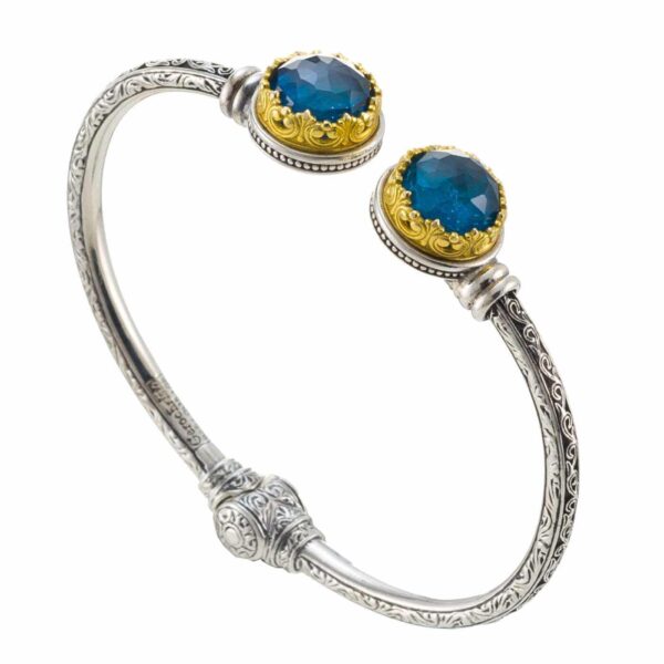 Round colors Cuff Bracelet in Silver with Gold Plated parts 6478 apatite a