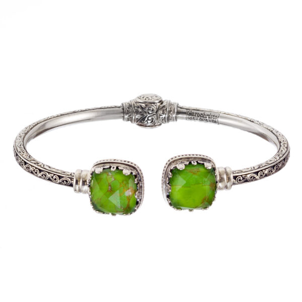 Square colors Bracelet in Silver 6363 Green Turquoise