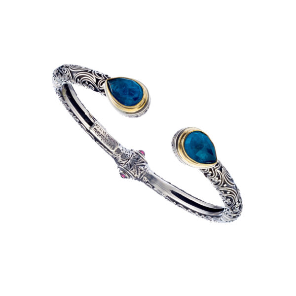 Tear Shaped Open Bracelet in 18k Gold and Silver 6448 lapis a