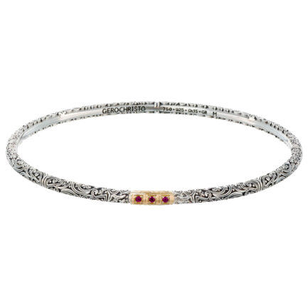 Thin Bangle Bracelet in 18k Gold and Silver ruby 6581