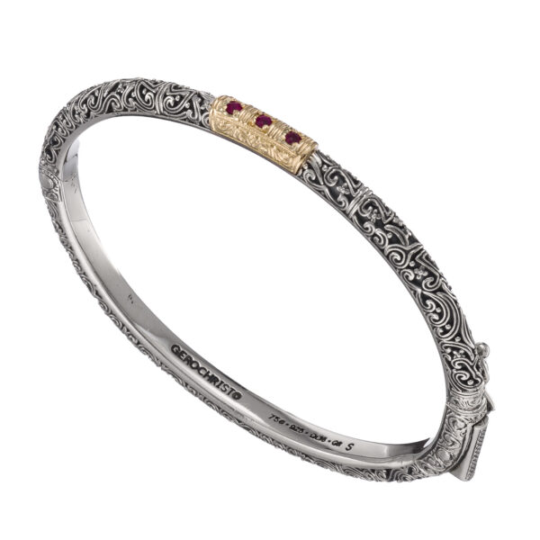 Triple Stones Thin Bangle Bracelet ruby- 6607w a