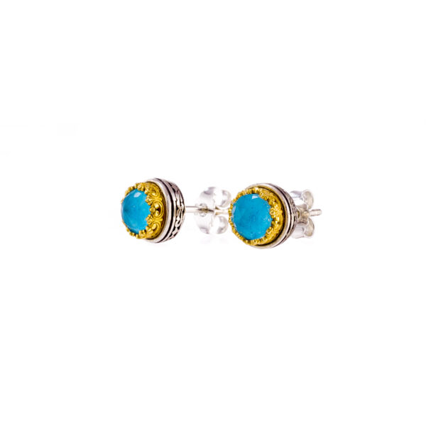 Crown Small Stud Earrings in Silver 1708 gplated turquoise natural