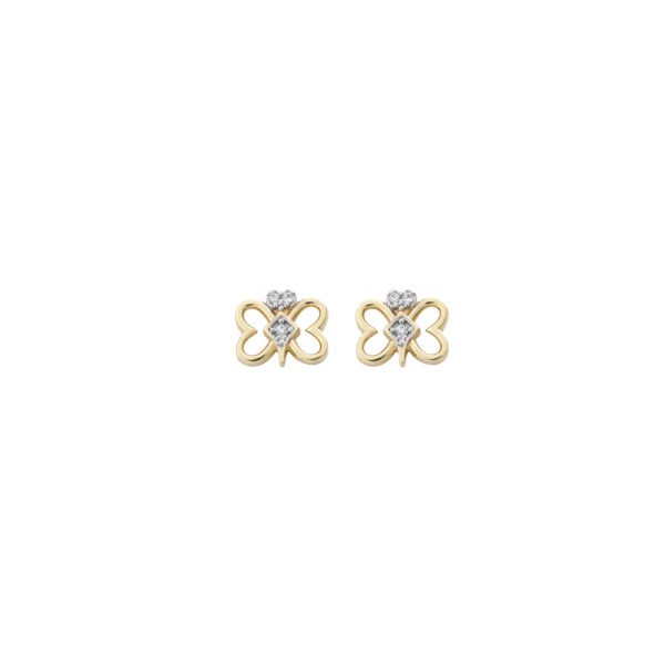 Small Butterfly 14k Yellow Gold Stud Earrings E152676-A white