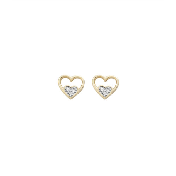 Small Heard 14k Yellow Gold Stud Earrings E152675-A white