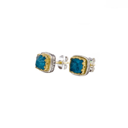 Square Stud Earrings in 18k Gold 1859 apatite