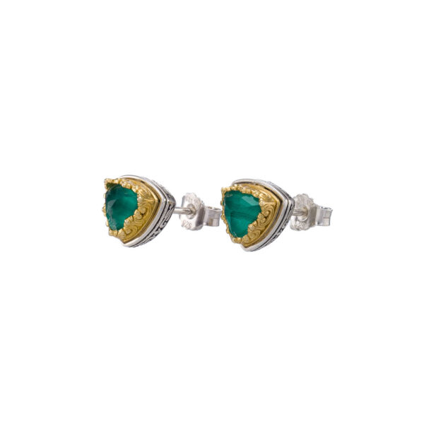 Triangle Small Stud Earrings in Silver 1713 GP malachite