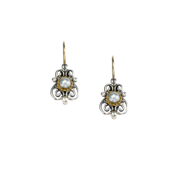 Byzantine Earrings in k18 Yellow Gold and Sterling Silver 925