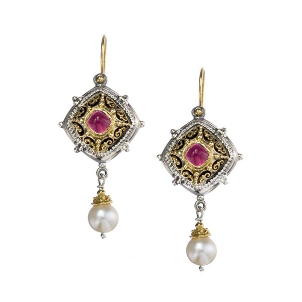 Byzantine long earrings in 18k Gold and Sterling Silver 925