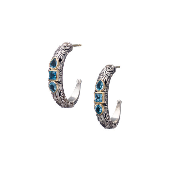 Hoops Earrings in 18k Gold and Silver with Gemstones