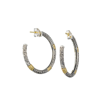 Hoop Earrings in 18k Yellow Gold with Sterling Silver