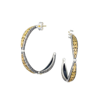 Large Hoop Earrings 18k Yellow Gold and Sterling Silver 925 Jewelry Gift for Women