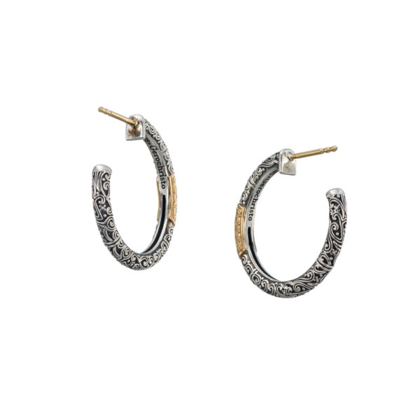 Hoop Earrings in 18k Yellow Gold with Sterling Silver and Gemstones eBay