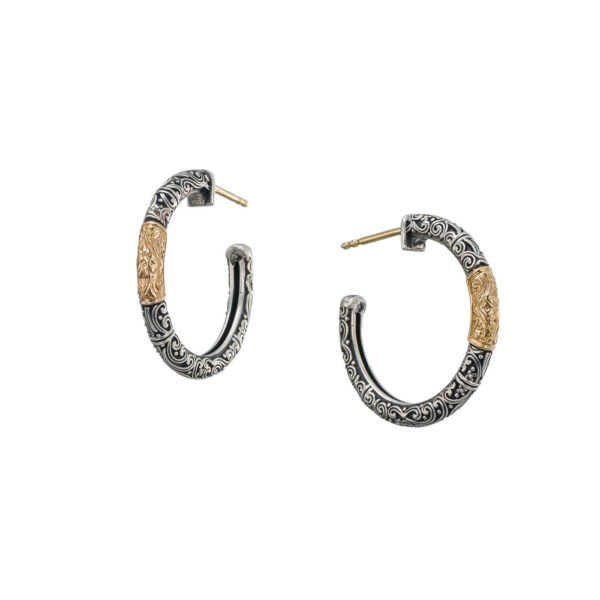 Hoop Earrings in 18k Yellow Gold with Sterling Silver - Image 2