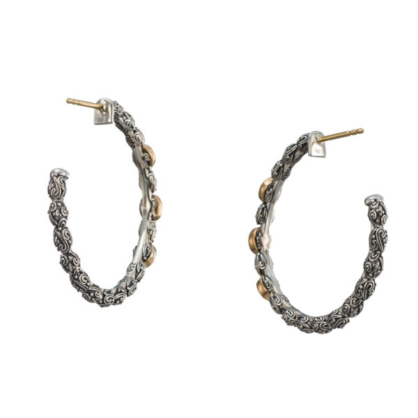 Large Hoop Earrings in 18k Gold and Silver 10002 blue topaz 10002 back