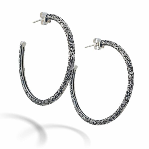 Large Hoop Earrings 3.7cm Sterling Silver 925