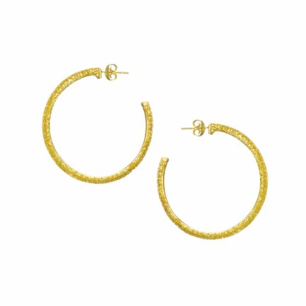 Large Hoop Earrings 3.7cm in Gold plated Sterling Silver 925