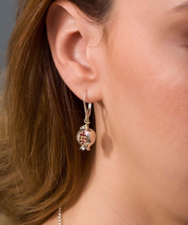 Pomegranate earrings in 18k Gold and Silver with ruby1655